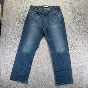 True Craft Jeans Men 34x30 Blue Cotton Denim Straight Leg Faded Relaxed Workwear